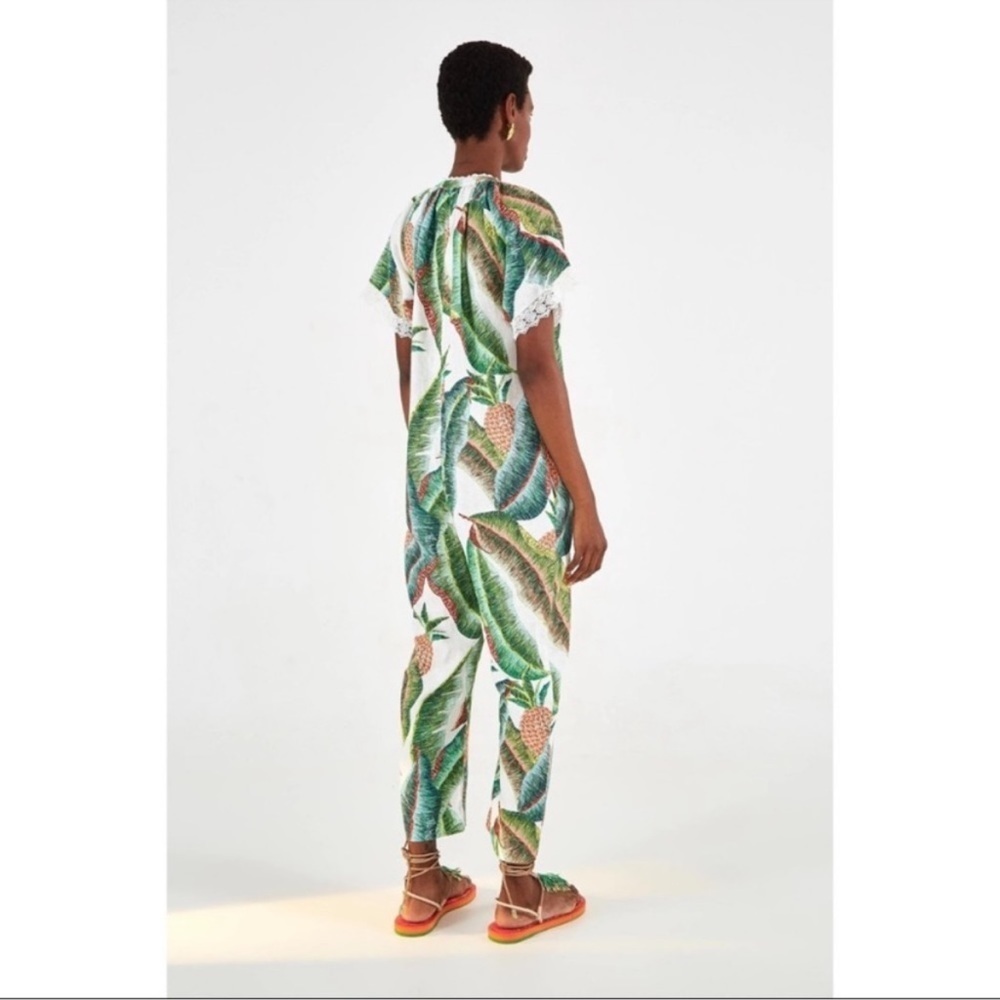 NEW FARM Rio Forest Palm Tropical Linen Jumpsuit XS - Picture 3 of 16